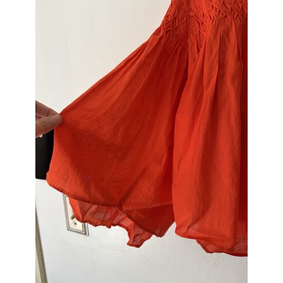 NWT Madewell Pintucked Flutter Sleeve Top Fiery Orange Size XS - Picture 7 of 11